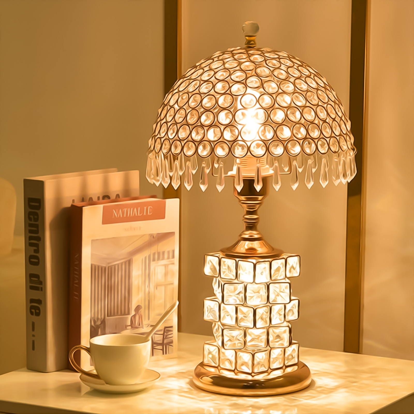 Modern Crystal Table Lamp Bedside Nightstand Desk Lights Bling