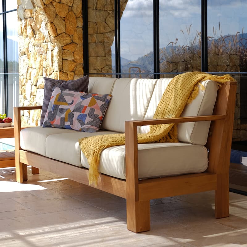 Cambridge Casual Logan Teak Outdoor 3-Seater Sofa with Sunbrella Cushion