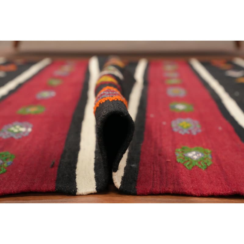Hand Woven Oriental 100% Wool Carpet Southwestern Tribal Red Kilim Area Rug - 10' 3'' X 5' 7''