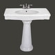 preview thumbnail 9 of 14, White Pedestal Sink Darbyshire Porcelain 34" Sink with 4" Centerset Faucet Holes and Overflow Renovators Supply