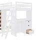 preview thumbnail 36 of 34, Twin Over Twin Bunk Bed with LED Lights & USB Ports, Storage Drawers, Shelves, Desk, and Safety Rails for Kids' Room, Grey