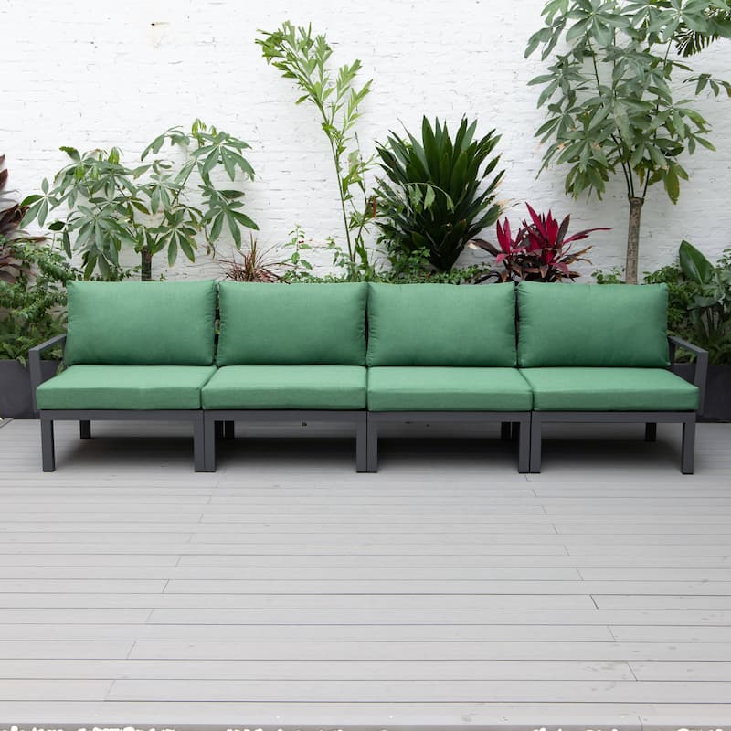 LeisureMod Hamilton 4-Piece Modern Patio Chair Polyester Upholstered Sofa for Indoor Outdoor Porch Garden Backyard Pool