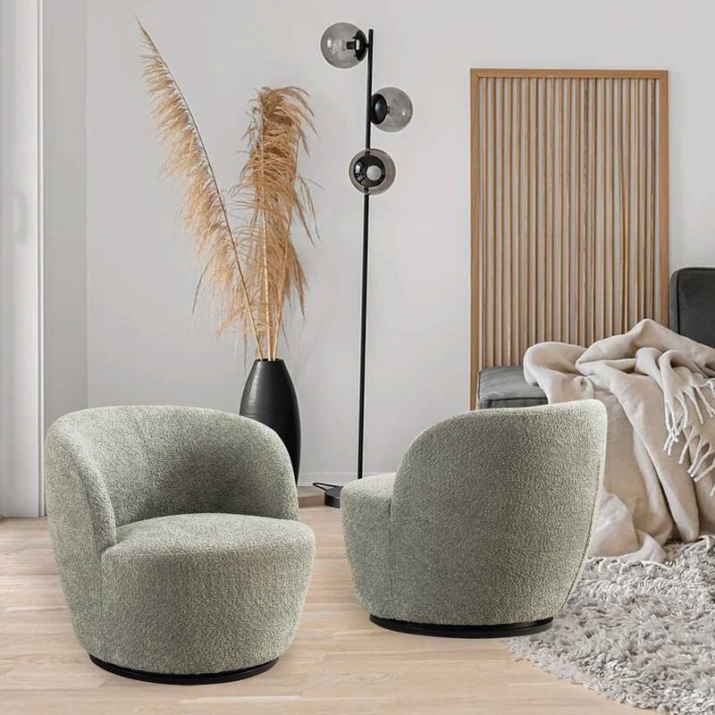 Swivel Accent Chair, Furry Round Barrel Chair