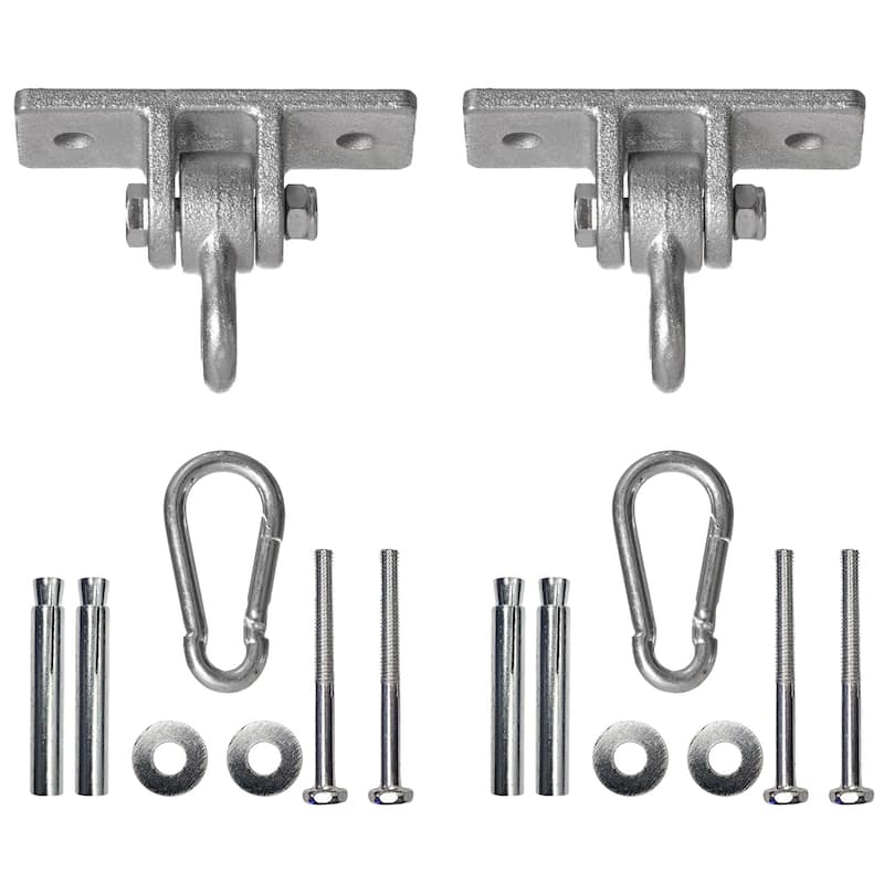 Heavy Duty Permanent Swing Hanger Brackets Set for Indoor and Outdoor Use - N/A - Silver
