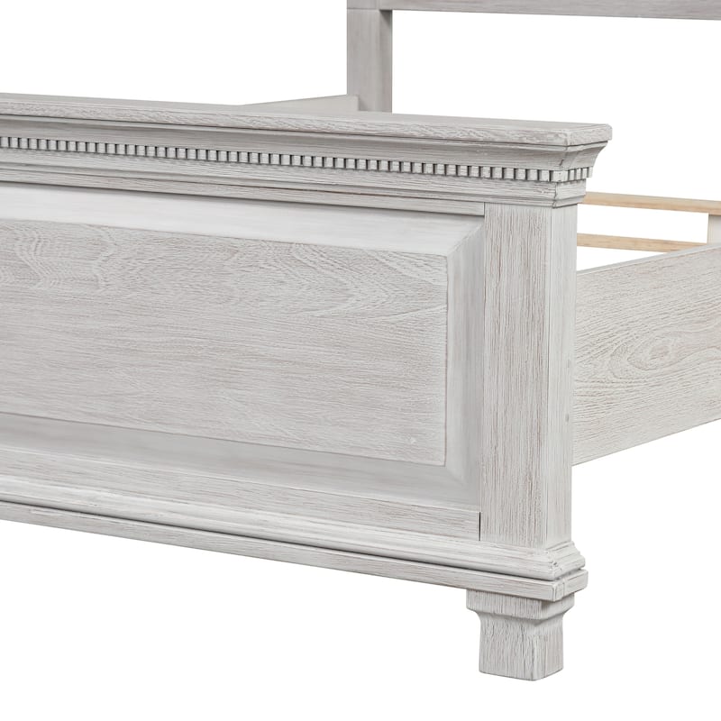 Furniture of America Eleanor Modern Rustic 3-Piece Weathered Grey Wood Panel Bedroom Set with Dentil Molding