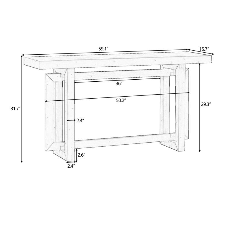 Modern Entryway Console Table with Industrial-inspired Concrete Wood Top, Hallway Foyer Sofa Long Table Entryway Table