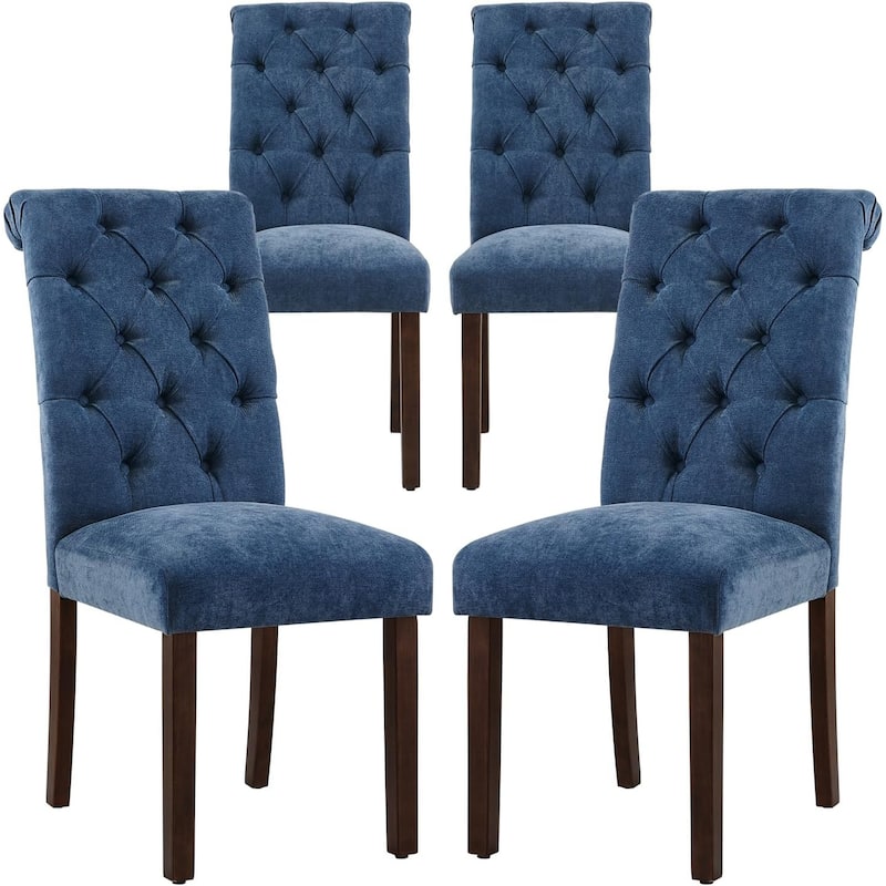 Tufted Parsons Upholstered Dining Side Chairs with Solid Wood Legs and Padded Seat
