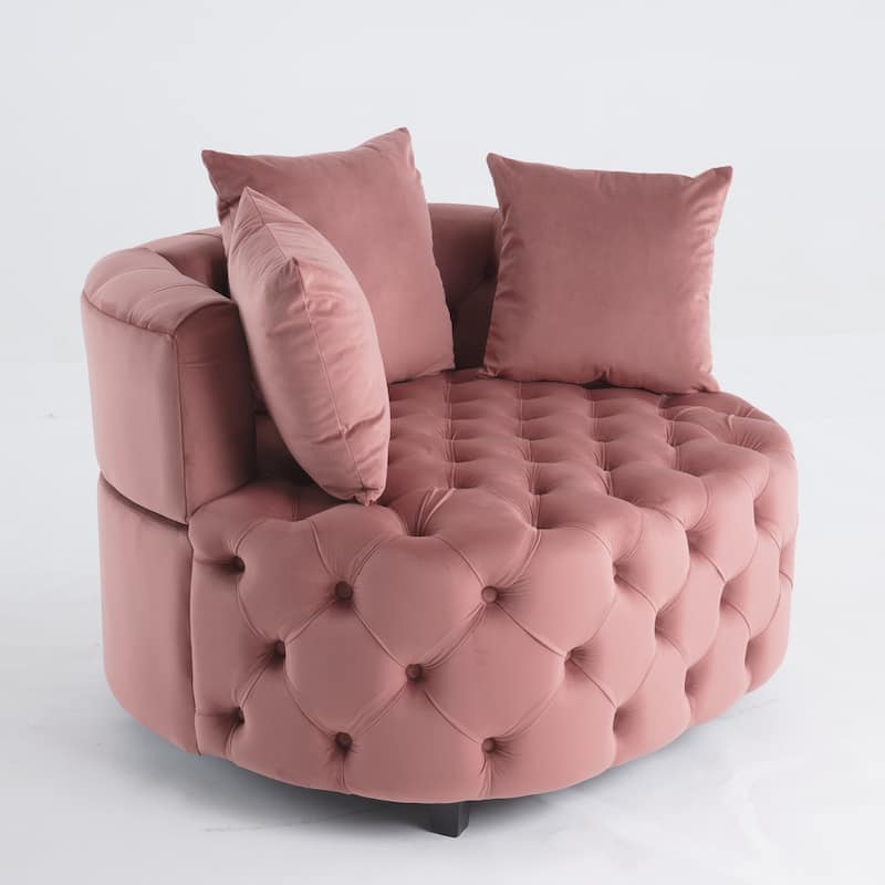 Pink 24" Velvet Button Tufted Barrel Chair