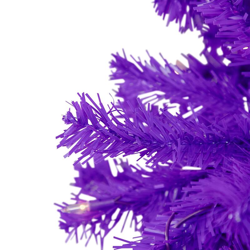 Pre-Lit Medium Pine Artificial Christmas Tree - 6' - Purple - Clear Lights - 6 Foot