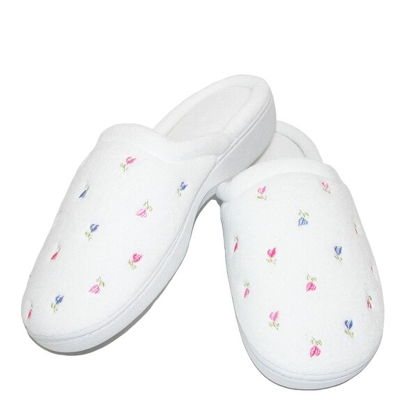isotoner terry embroidered scalloped clog
