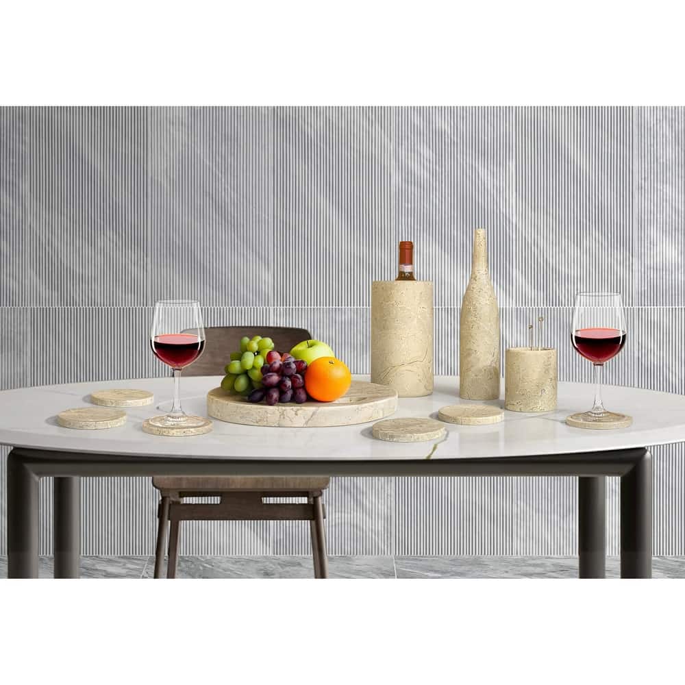 Roomfitters Natural Marble Dining Room Accessories Set, Luxury 10-Piece Genuine Stone Tabletop Collection