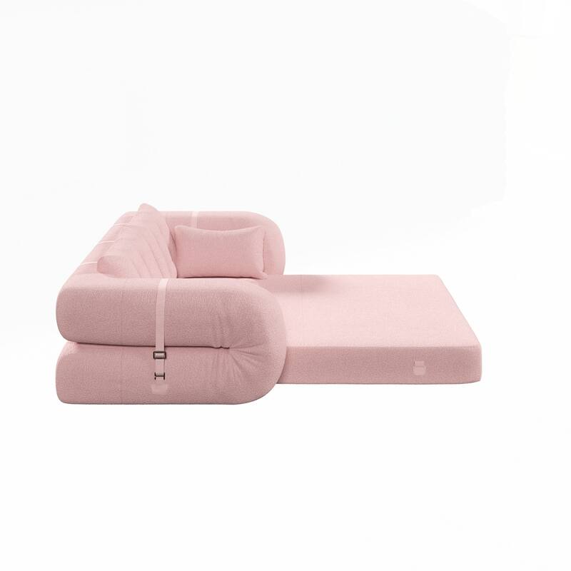 3-in-1 Teddy Fabric Foam-Filled Sleeper Sofa Bed
