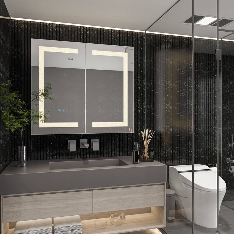 Wall LED Bathroom Cabinet with Lighting and Defogger Medicine Cabinet
