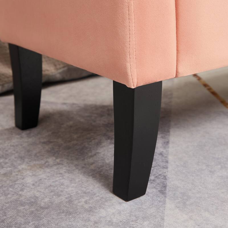 Bed Storage Bench with Curved Arms and Solid Wooden Legs