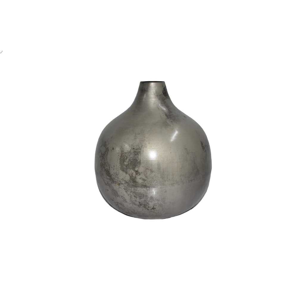 Iron Vase 11"H Silver - Light Rock Silver