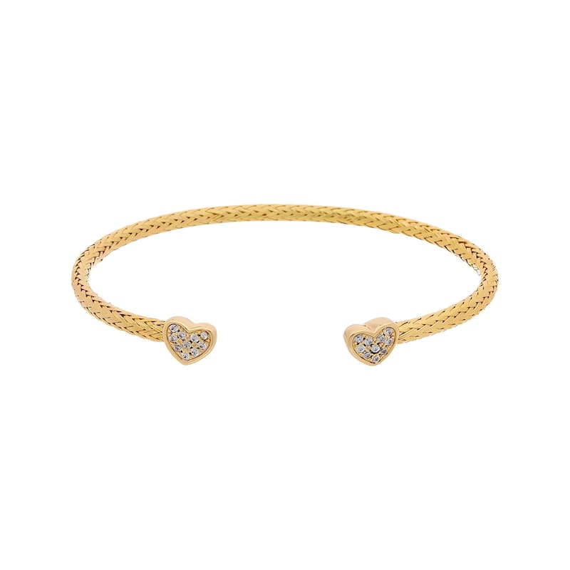 Juvell Gold Plated Cubic Zirconia Mesh Heart Cuff Bracelet