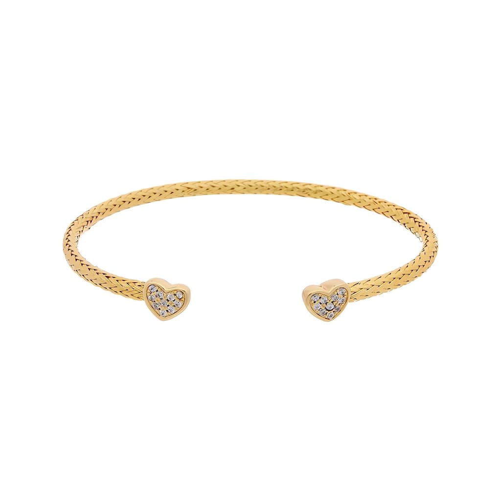 Juvell Gold Plated Cubic Zirconia Mesh Heart Cuff Bracelet