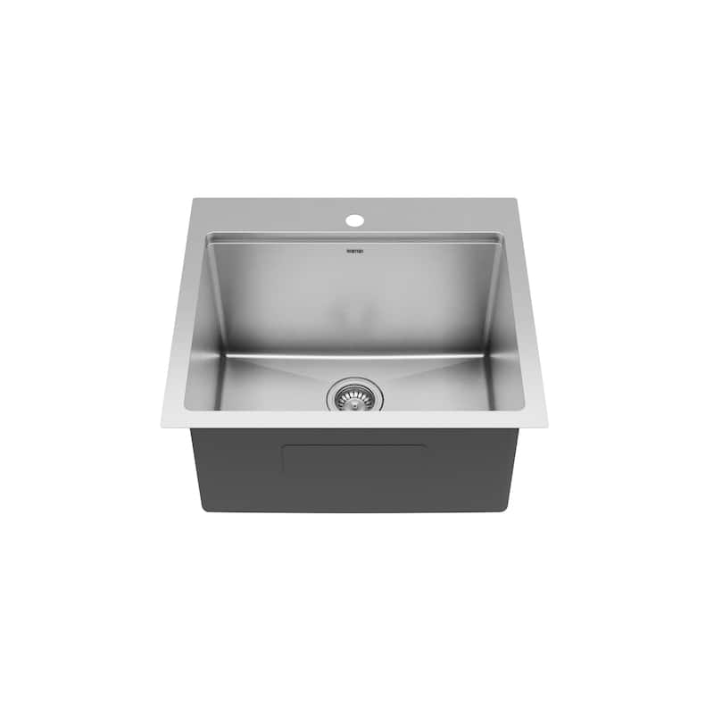 Karran Elite WST-22-PK1 Top Mount 25" Single Bowl Stainless Steel Workstation Kitchen Sink with Deeper Bowl