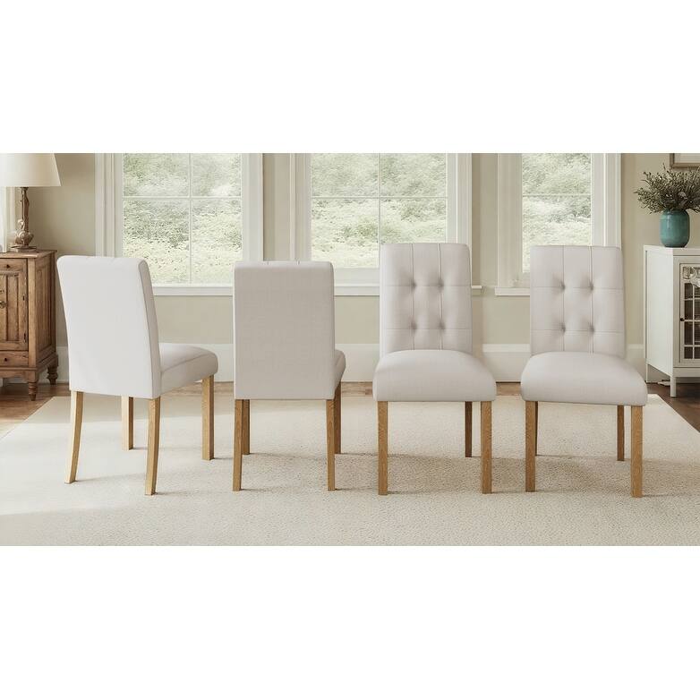 Fabric Dining Chairs Set of 4, Modern Dining Room Chairs w/ Wood Legs