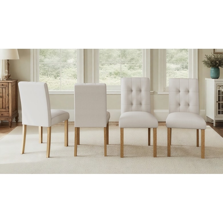 Wooden Dining Chairs Set Of 4,Modern Dining Room Chairs With Back, Fabric Kitchen Side Chairs With Wood Legs