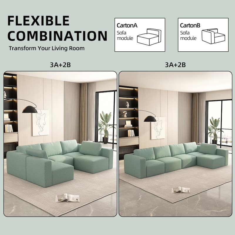 104"x71" Modular Sectional Sofa Sleeper, Chaise, Ottoman, U-Shaped