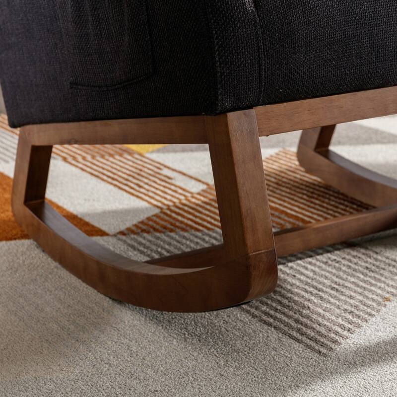 Modern Linen Upholstered Rocking Chair, Living Room Lounge Arm Chair