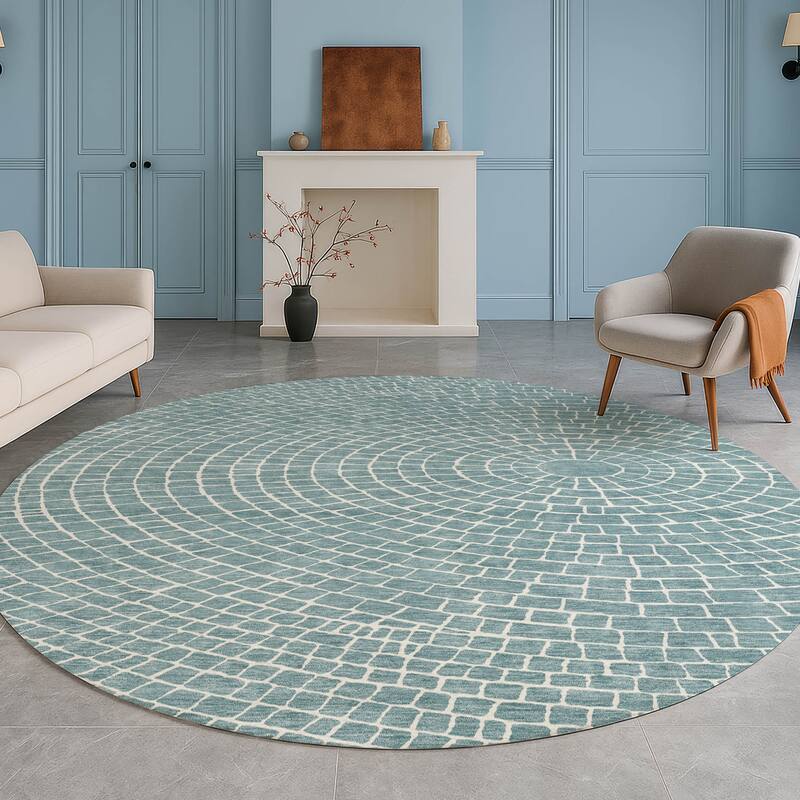 Machine Washable Indoor/ Outdoor Modern Gravity Chantille Rug