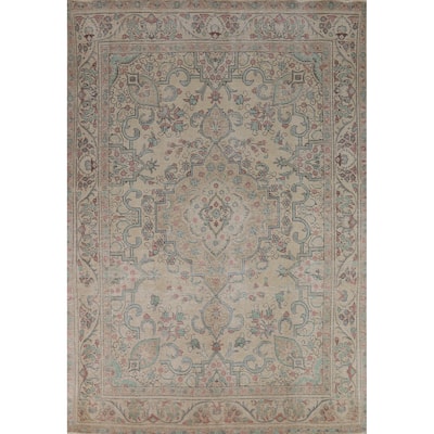 Medallion Tabriz Persian Area Rug Oriental Handmade Wool Carpet - 8'0"x 11'1"