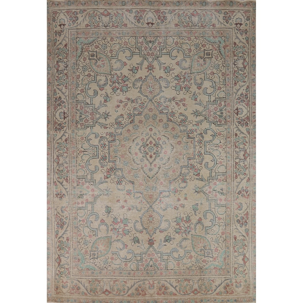 Medallion Tabriz Persian Area Rug Oriental Handmade Wool Carpet - 8'0"x 11'1"