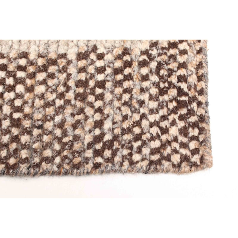 ECARPETGALLERY Hand-knotted Tangier Brown Wool Rug - 5'0 x 8'0