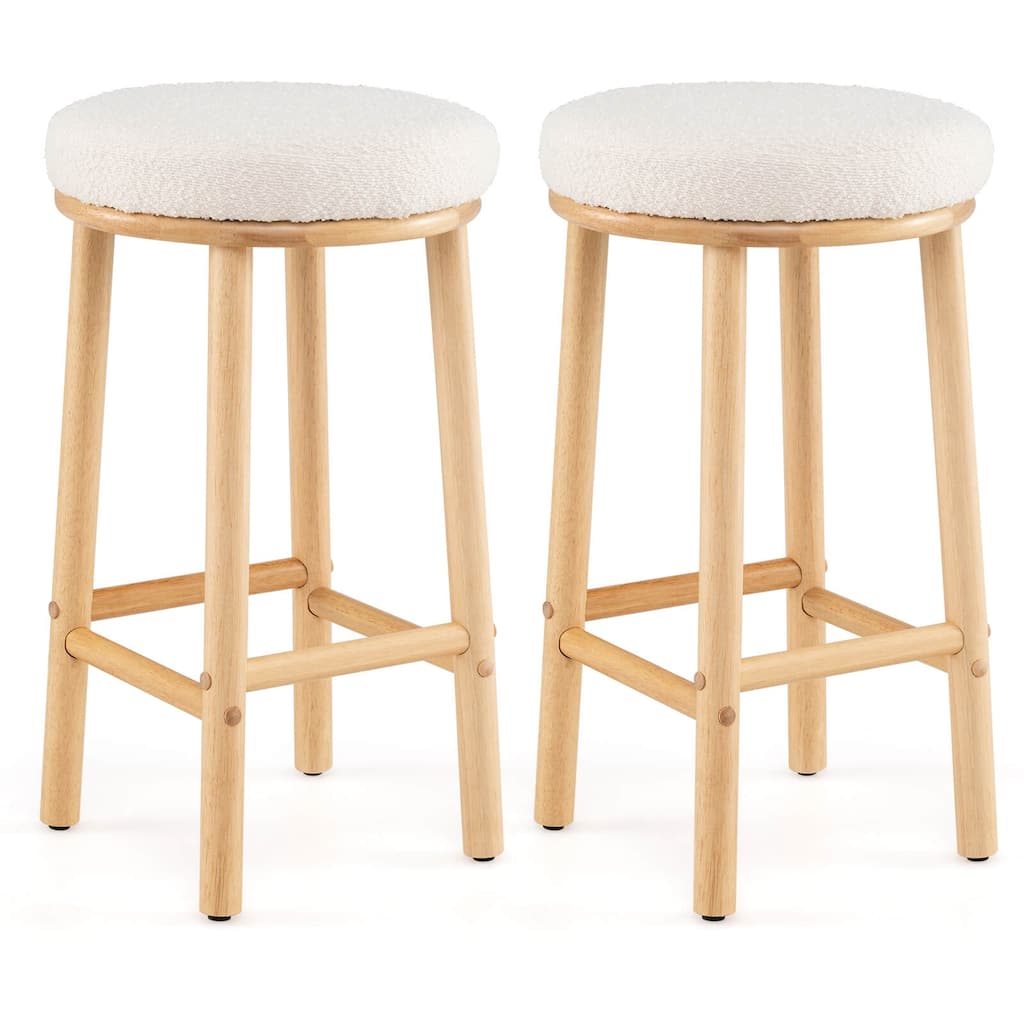 Costway 27" Bar Stools Set of 2/4 Upholstered Barstools with Boucle - 2 PCS