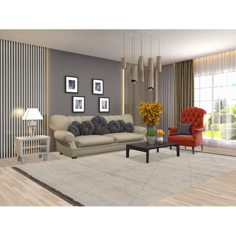 All-Over Trellis Moroccan Modern Area Rug Hand-Knotted Wool Carpet - 6'11"x 10'10"