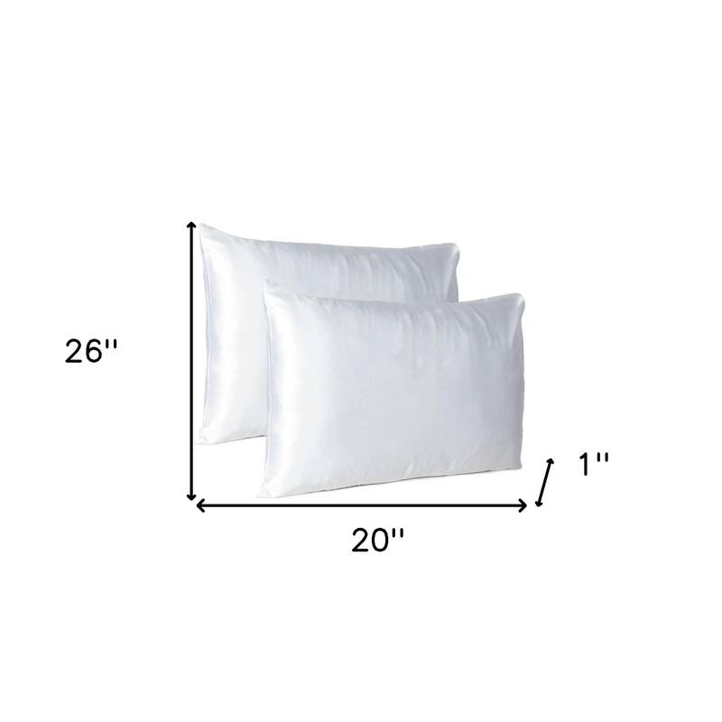 HomeRoots White Dreamy Set Of 2 Silky Satin Standard Pillowcases
