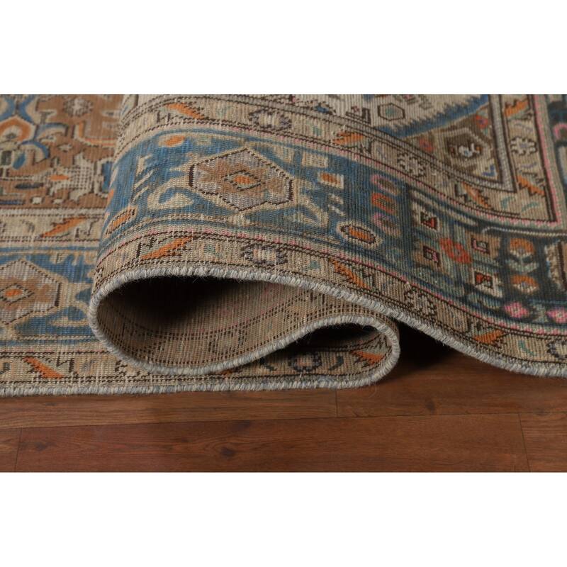 Brown Tabriz Persian Area Rug Hand-Knotted Geometric Wool Carpet - 6'5"x 9'8"