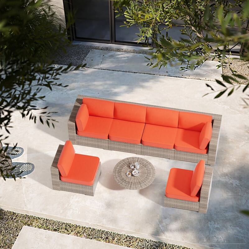 14-Piece Patio Furniture Sofa Cushions, 6-Seater Outdoor Cushion Set (Only Include Cusions，Not Sofa） - 25.6*25.6*4in