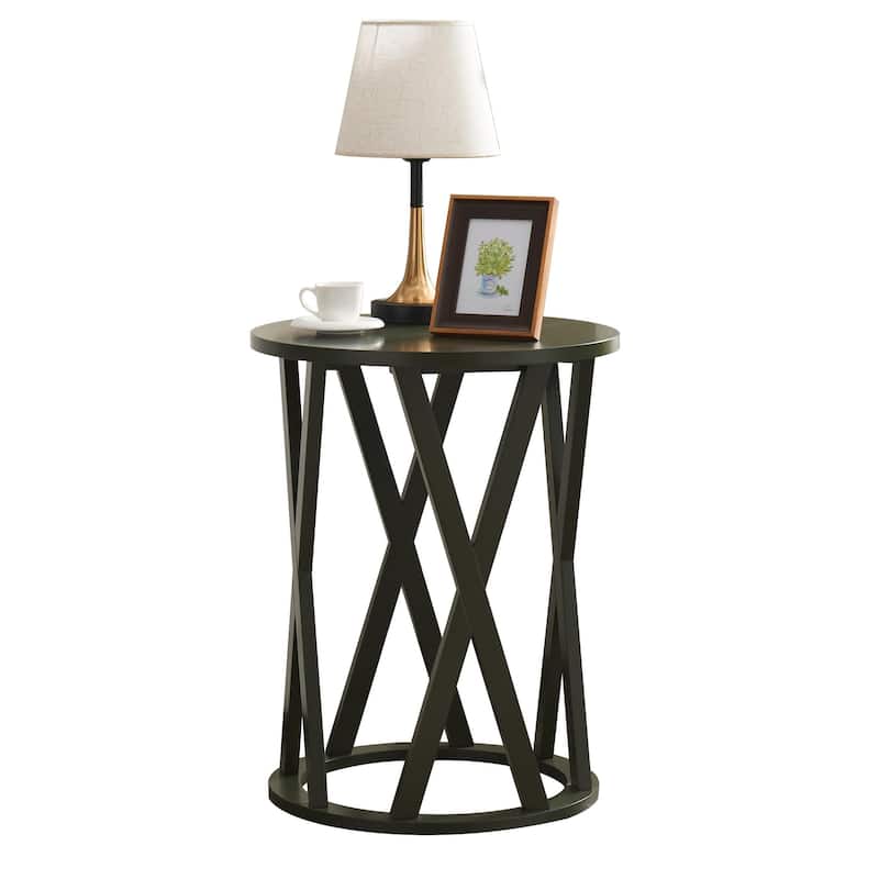 Vienna Collection Wood Side Table with X-Base or Half-Moon Design