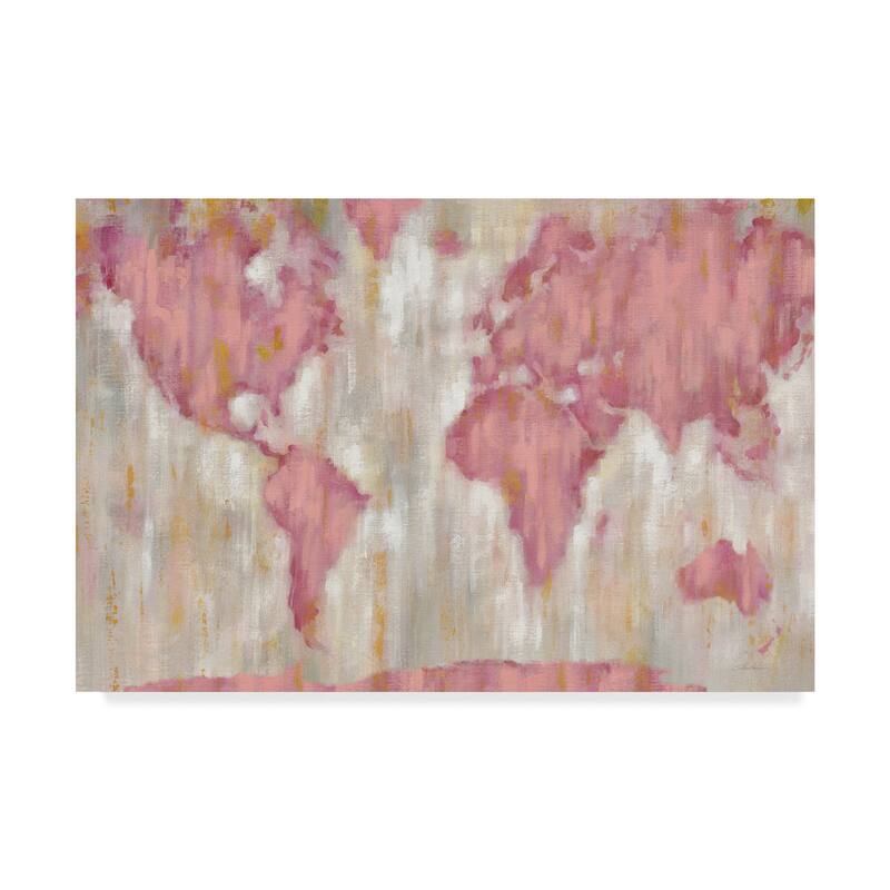 Silvia Vassileva 'Blushing World Map V2 Crop' Canvas Art