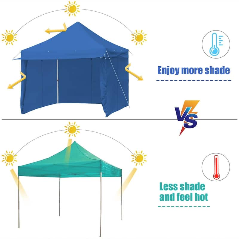 Pop up Gazebo with 4 Height and Adjust Folding Awning - 10' x 10' (L x W x H)