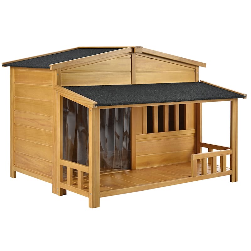 Outdoor Detachable Wooden Elevated Dog House Pet House with Porch, Ventilated, Weatherproof, Suitable for Small and Medium Dogs