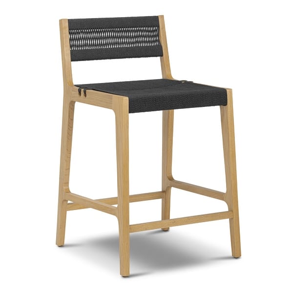 slide 2 of 12, Poly & Bark Pai 24" Seat Height Counter Stool - Solid Wood Frame with Handwoven Seat Single - Natural - Counter Height