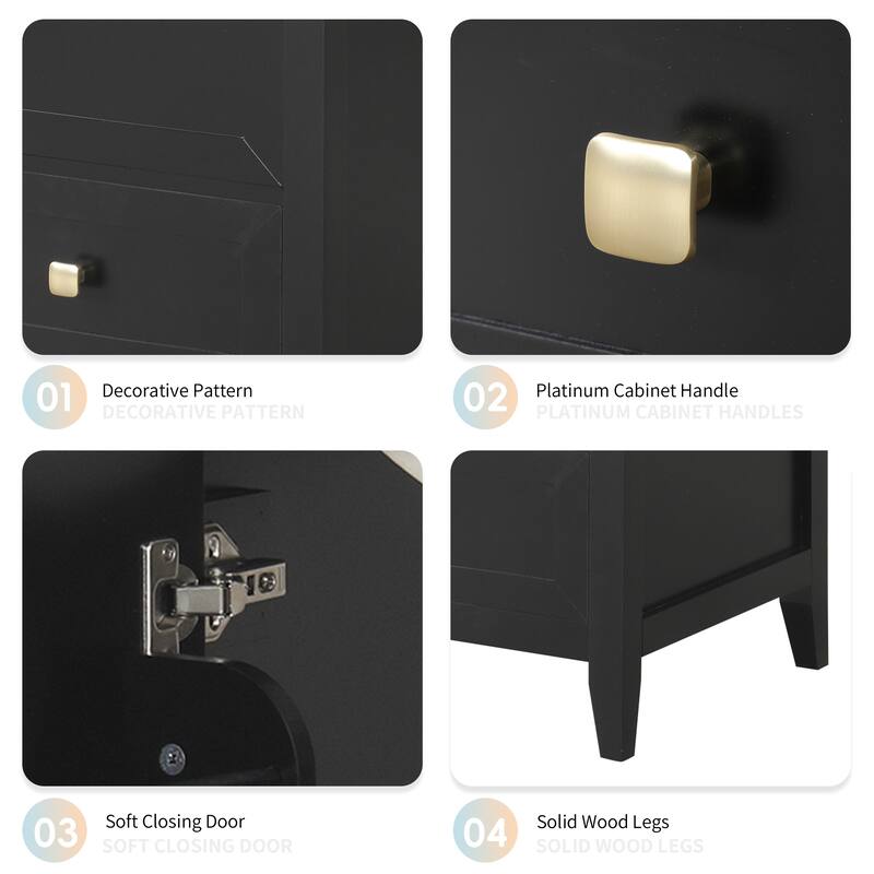 Bathroom Vanity with Top Sink, Vanity Cabinet with Soft Closing Door, Bathroom Vanity Set with Storage Rack and Drawer