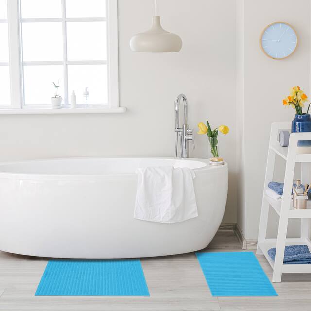 Miranda Haus Eco-Friendly Soft and Absorbent Bath Mat (set of 2) - Aster Blue