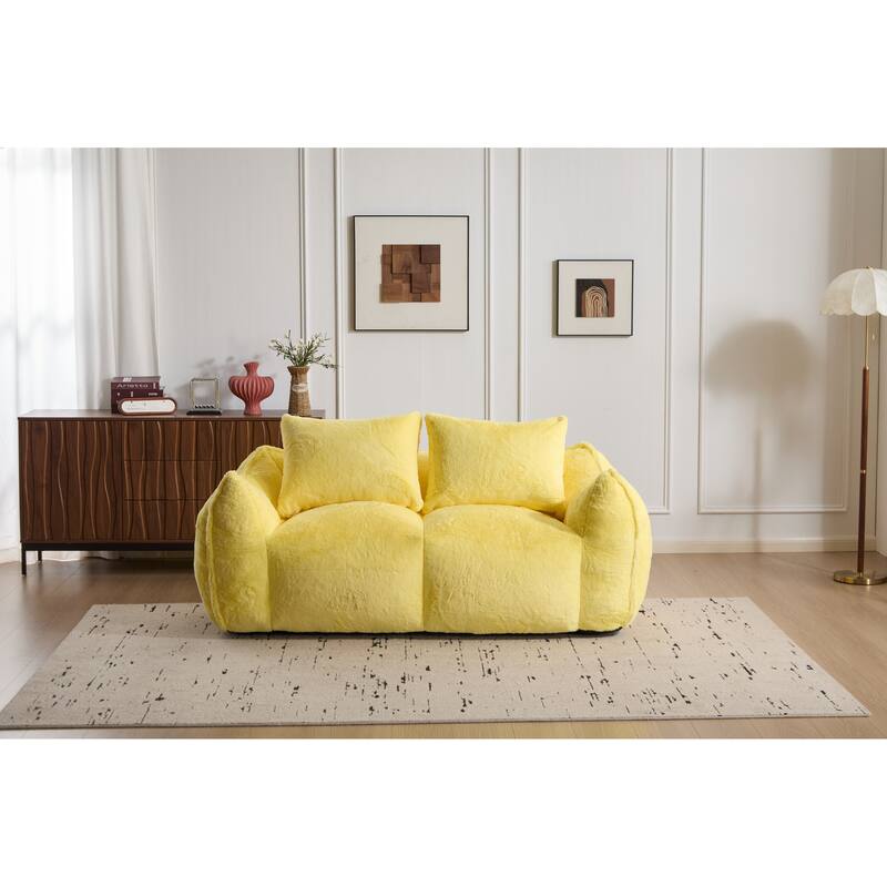 Oversized Bean Bag Sofa Reading Chair, 2-Seater Giant Bean Bag Couch with Pillows, Loveseat Chaise Lounge Sofa Chair