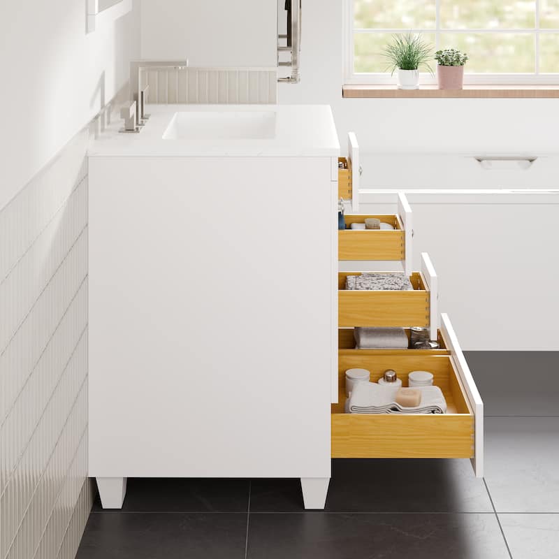 Eviva Acclaim Bath Vanity with Carrara Quartz Top & Undermount Sink