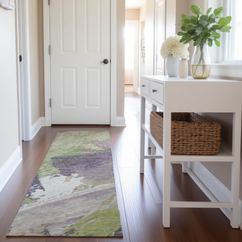 Premium Washable Super Soft Contemporary Brush Mayfield Rug - Aloe - 2'3" x 7'6"