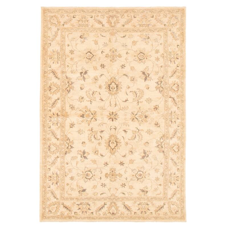 ECARPETGALLERY Hand-knotted Peshawar Oushak Ivory Wool Rug - 6'6 x 9'7 - Ivory - 6'6 x 9'7
