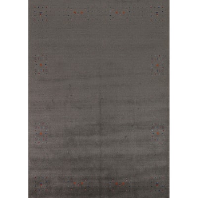 Hand Knotted Oriental 100% Wool Carpet Tribal Tribal Greys & Charcoal Gabbeh Area Rug - 10' 1'' X 8' 1''