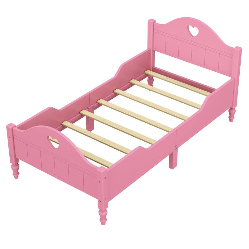 KidFriendly Design Twin Size Bed Kids Bed Toddler Bed with Side Safety