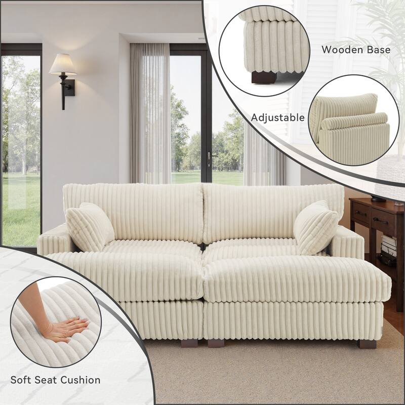 80"W Plush Modular Sectional Sofa with Pillows for Living Room