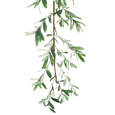 Olive Leaf Foliage Garland 5.5'L - Green, Brown